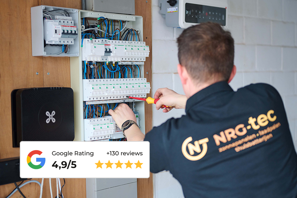 Upgraden van zekeringskast na installatie van zonnepanelen door NRG-TEC uit Lichtervelde.